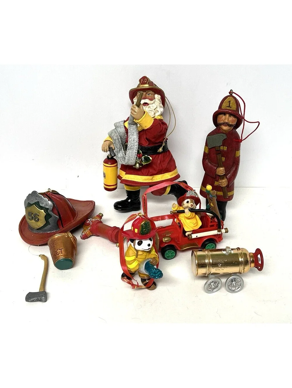 6 Fireman Firefighter Christmas Ornaments Figurine Hallmark Dept 56 Kurt Adler